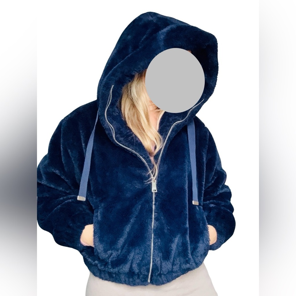 Philosophy Navy Faux Fur Coat hoodie